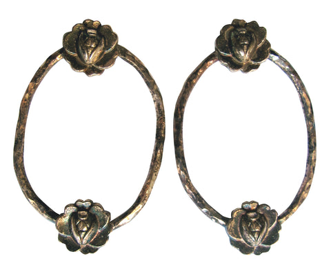 Midnight Garden - Antique Oval Rosebud Stud Earrings