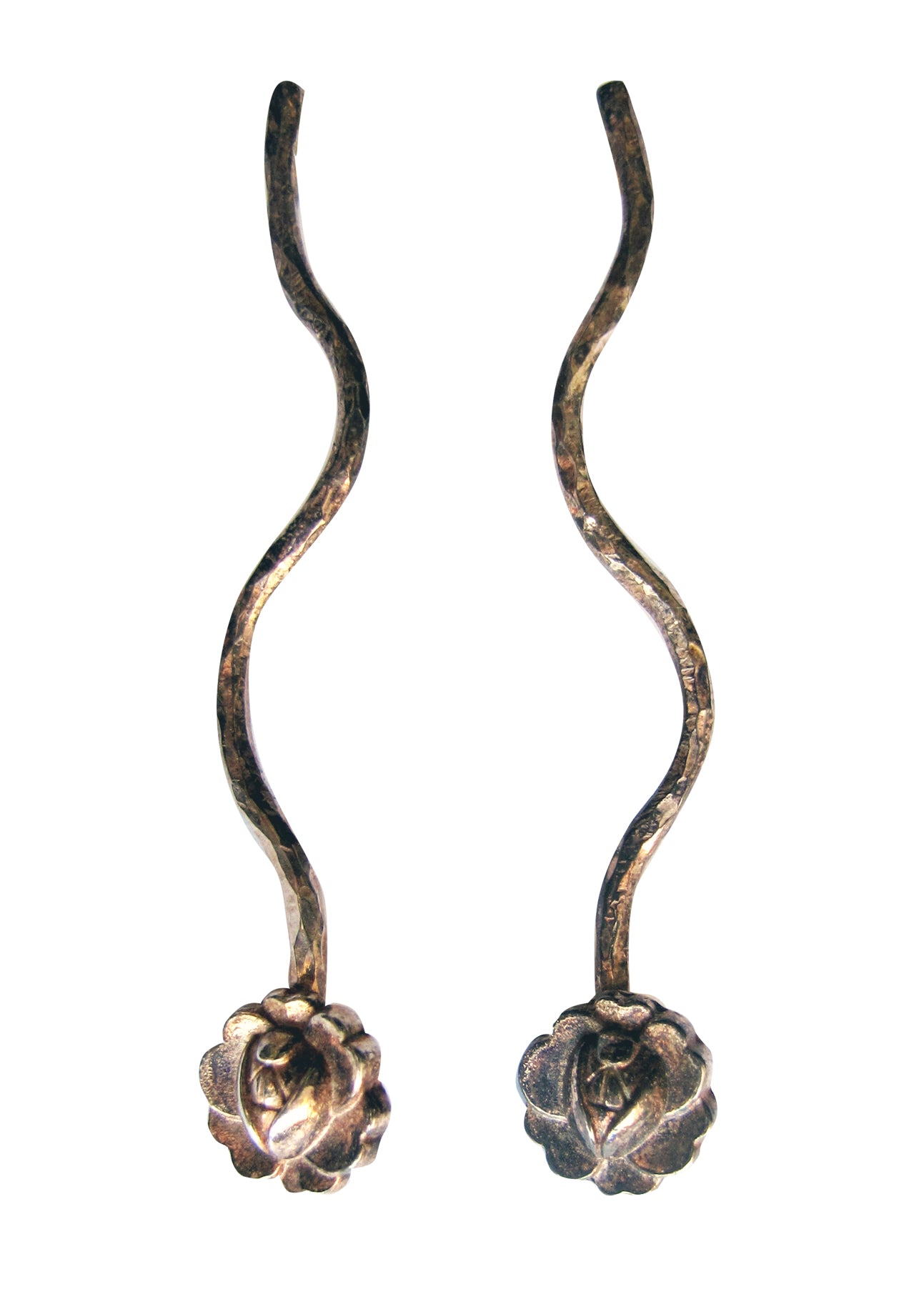 Midnight Garden - Antique Rosebud Vine Stud Earrings